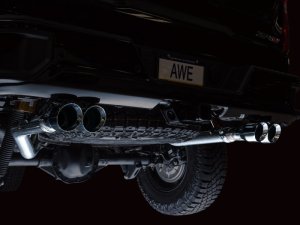 GMC Sierra 1500 AT4X Performance Exhaust - Rear - AWE Tuning - Cat Back 0FG - Chrome Silver - `22-`23